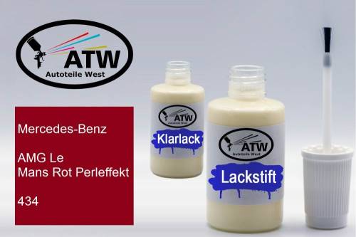 Mercedes-Benz, AMG Le Mans Rot Perleffekt, 434: 20ml Lackstift + 20ml Klarlack - Set, von ATW Autoteile West.